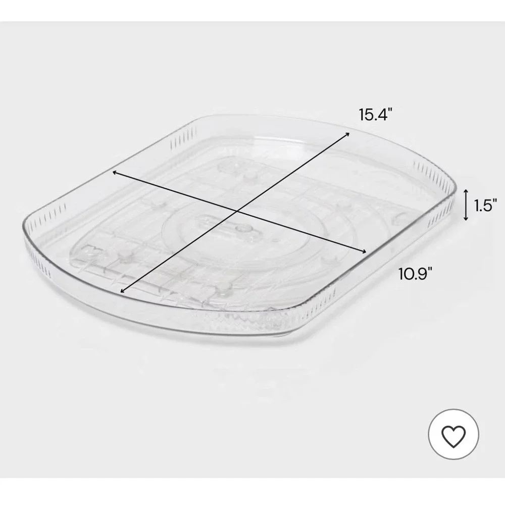 Rectangular Refrigerator Turntable Clear Rotating Lazy Susan Organizer 15.4in